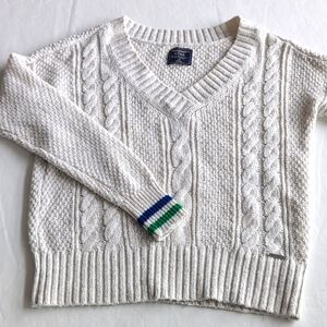 Abercrombie Fitch Cable-Knit Sweater V-Neck Off White Women's Size Medium